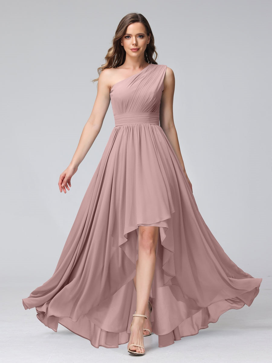 Ligne A/PrincesseUne Épaule Sans Manches Asymétrique Bridemaid Robes avec Poches