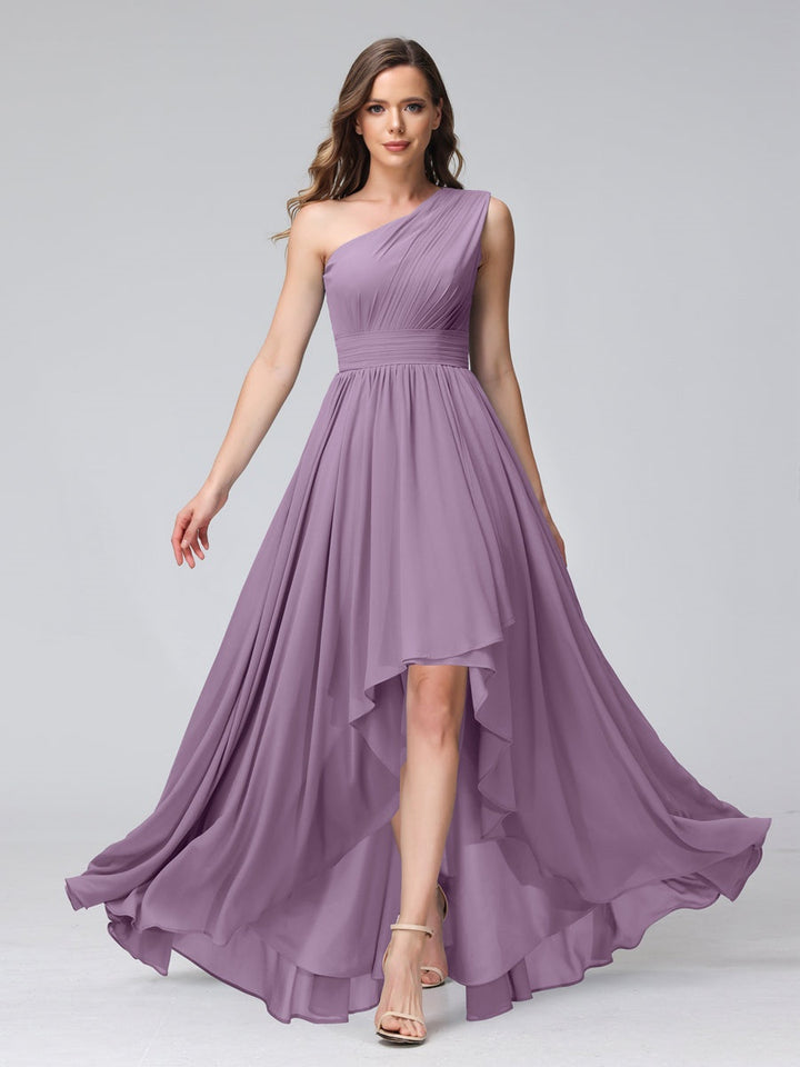 Ligne A/PrincesseUne Épaule Sans Manches Asymétrique Bridemaid Robes avec Poches