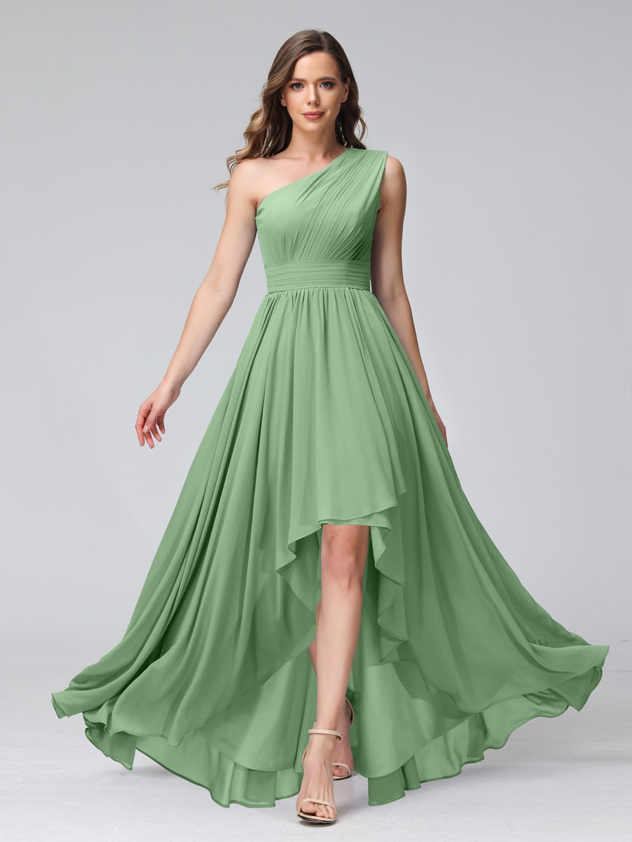 Ligne A/PrincesseUne Épaule Sans Manches Asymétrique Bridemaid Robes avec Poches