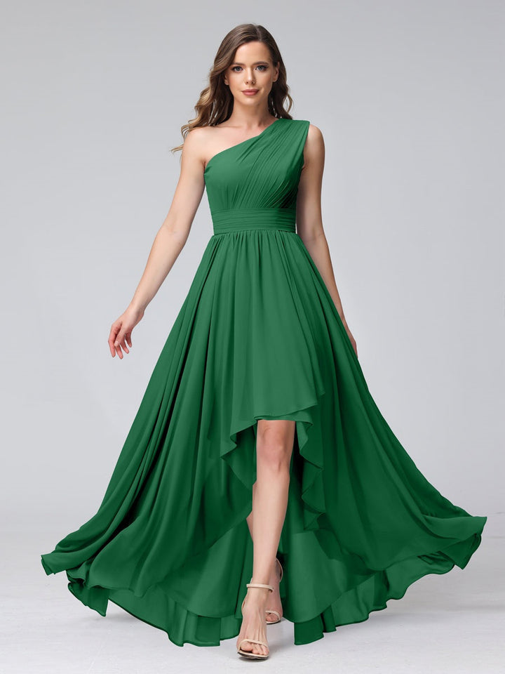Ligne A/PrincesseUne Épaule Sans Manches Asymétrique Bridemaid Robes avec Poches