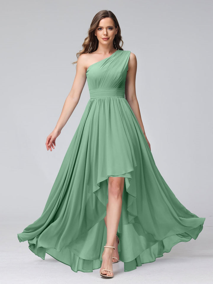 Ligne A/PrincesseUne Épaule Sans Manches Asymétrique Bridemaid Robes avec Poches