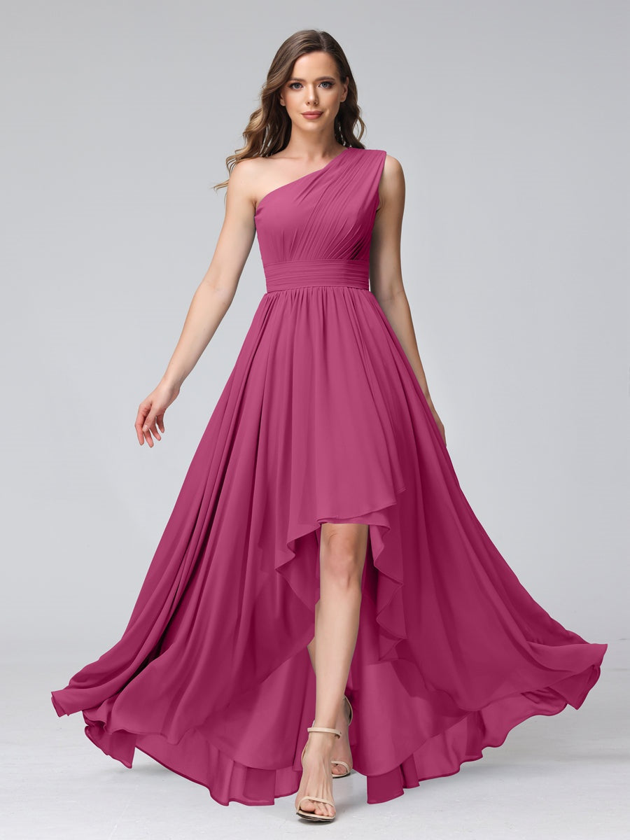 Ligne A/PrincesseUne Épaule Sans Manches Asymétrique Bridemaid Robes avec Poches
