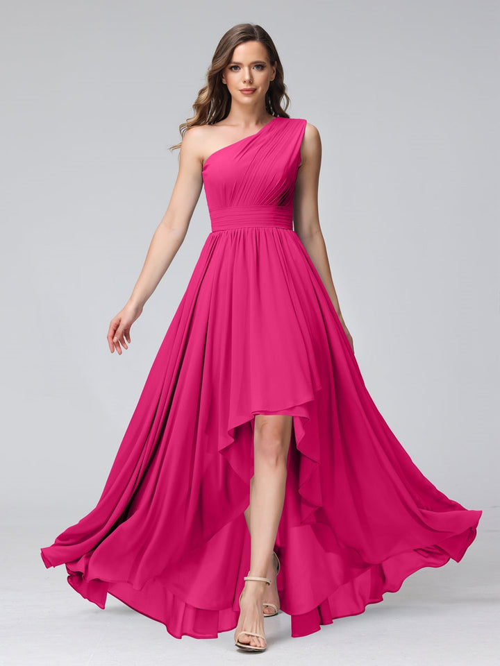 Ligne A/PrincesseUne Épaule Sans Manches Asymétrique Bridemaid Robes avec Poches