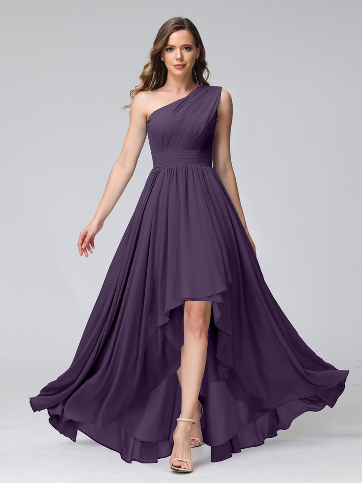 Ligne A/PrincesseUne Épaule Sans Manches Asymétrique Bridemaid Robes avec Poches