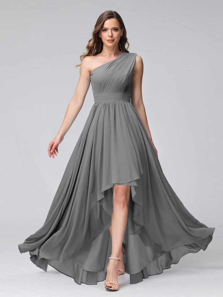 Ligne A/PrincesseUne Épaule Sans Manches Asymétrique Bridemaid Robes avec Poches