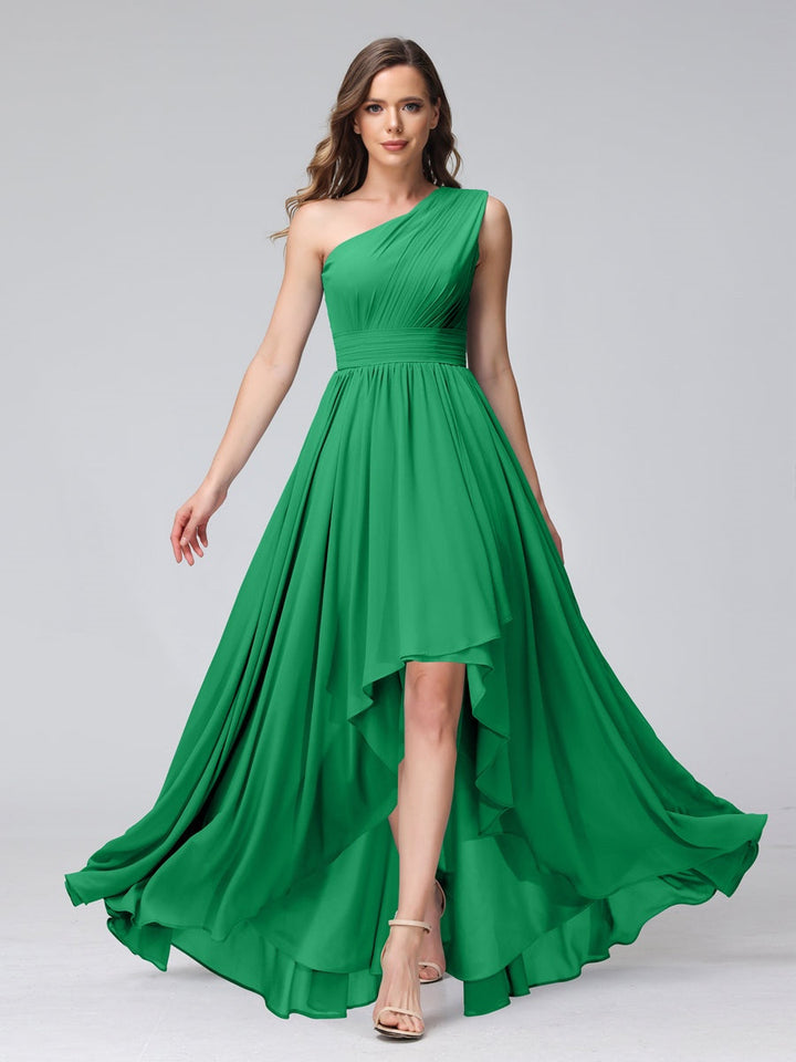 Ligne A/PrincesseUne Épaule Sans Manches Asymétrique Bridemaid Robes avec Poches