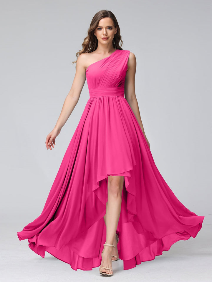 Ligne A/PrincesseUne Épaule Sans Manches Asymétrique Bridemaid Robes avec Poches