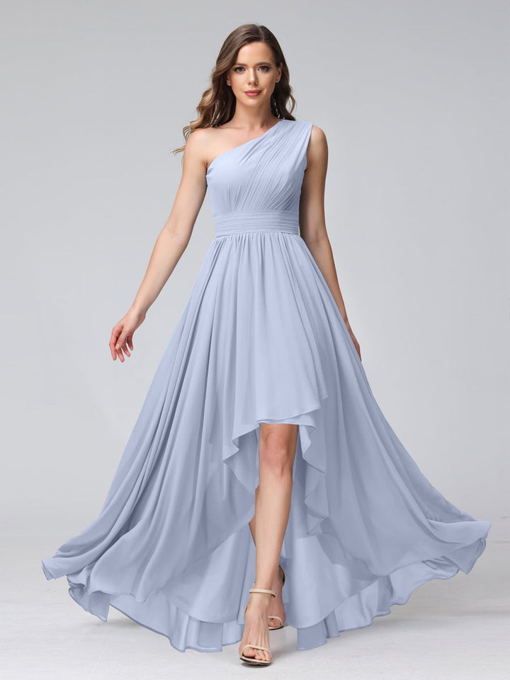 Ligne A/PrincesseUne Épaule Sans Manches Asymétrique Bridemaid Robes avec Poches