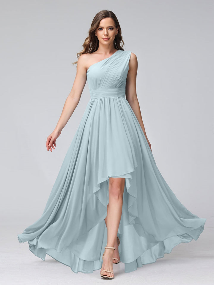 Ligne A/PrincesseUne Épaule Sans Manches Asymétrique Bridemaid Robes avec Poches