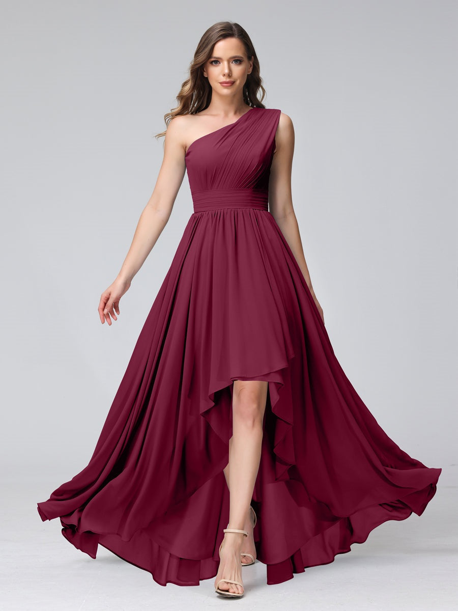 Ligne A/PrincesseUne Épaule Sans Manches Asymétrique Bridemaid Robes avec Poches