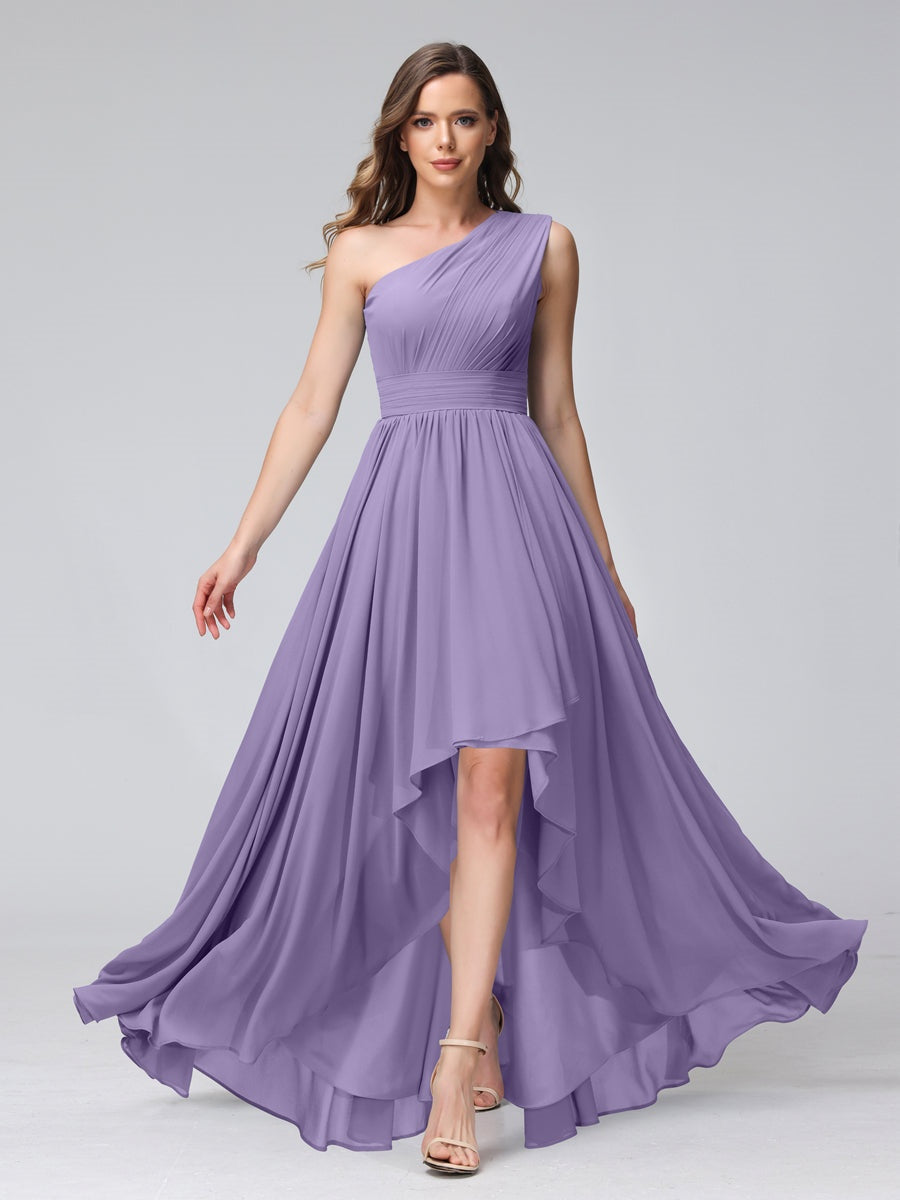 Ligne A/PrincesseUne Épaule Sans Manches Asymétrique Bridemaid Robes avec Poches