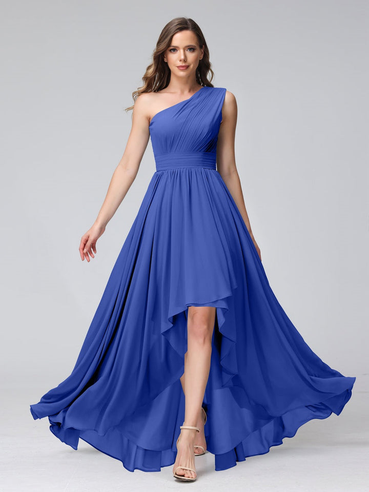 Ligne A/PrincesseUne Épaule Sans Manches Asymétrique Bridemaid Robes avec Poches