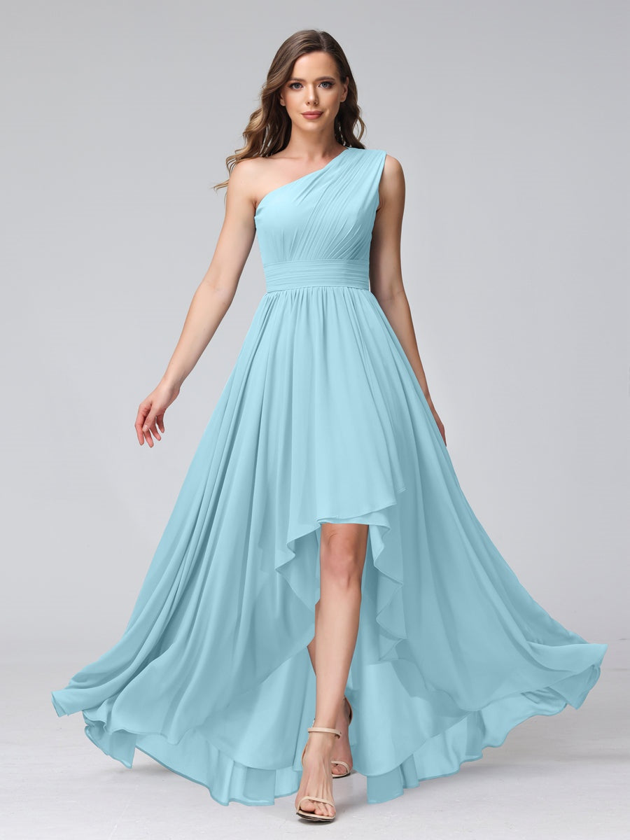 Ligne A/PrincesseUne Épaule Sans Manches Asymétrique Bridemaid Robes avec Poches