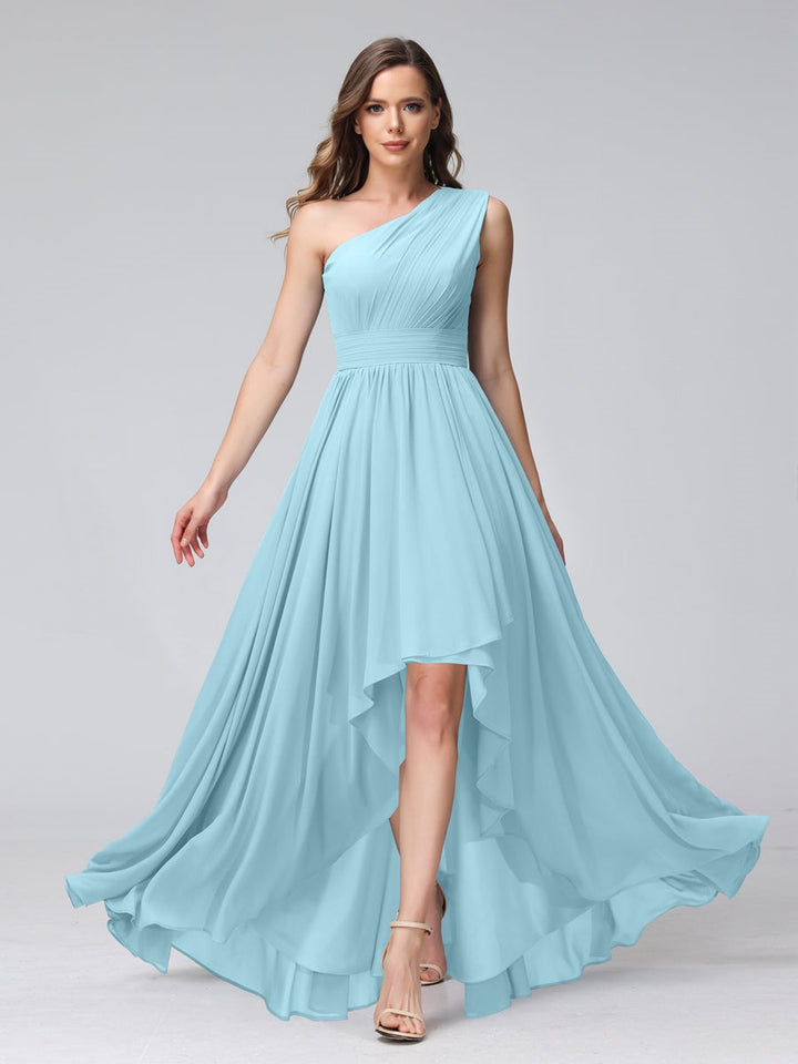Ligne A/PrincesseUne Épaule Sans Manches Asymétrique Bridemaid Robes avec Poches