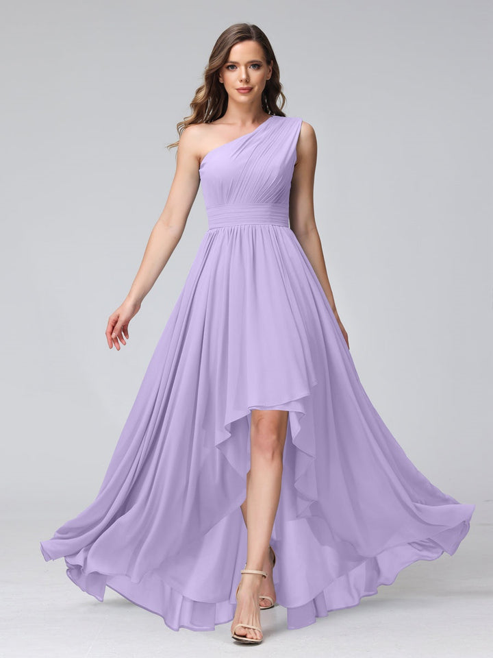 Ligne A/PrincesseUne Épaule Sans Manches Asymétrique Bridemaid Robes avec Poches