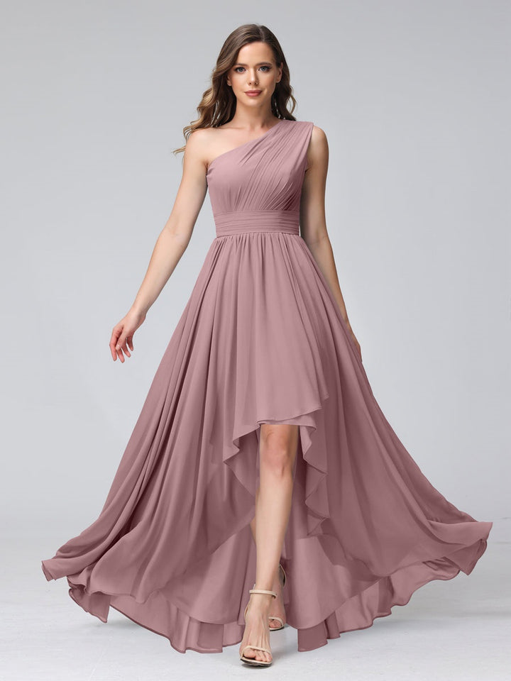 Ligne A/PrincesseUne Épaule Sans Manches Asymétrique Bridemaid Robes avec Poches