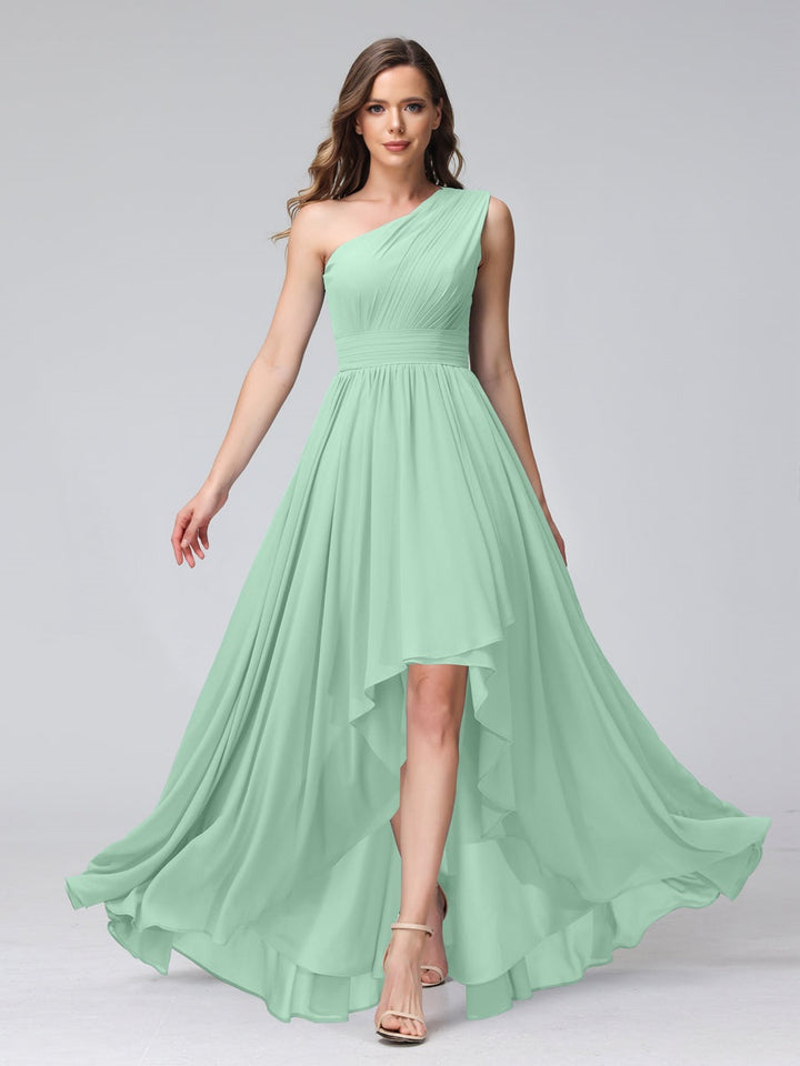 Ligne A/PrincesseUne Épaule Sans Manches Asymétrique Bridemaid Robes avec Poches