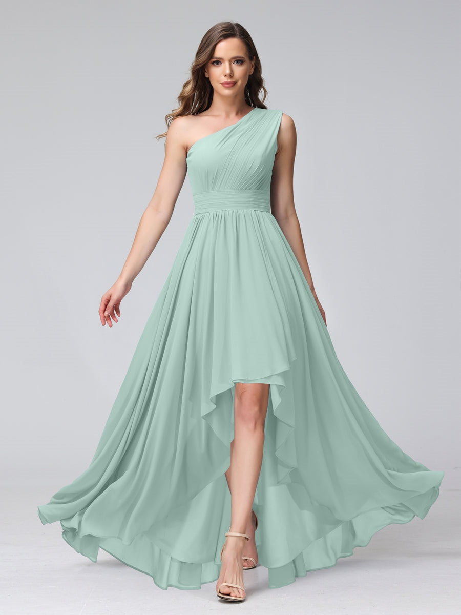 Ligne A/PrincesseUne Épaule Sans Manches Asymétrique Bridemaid Robes avec Poches