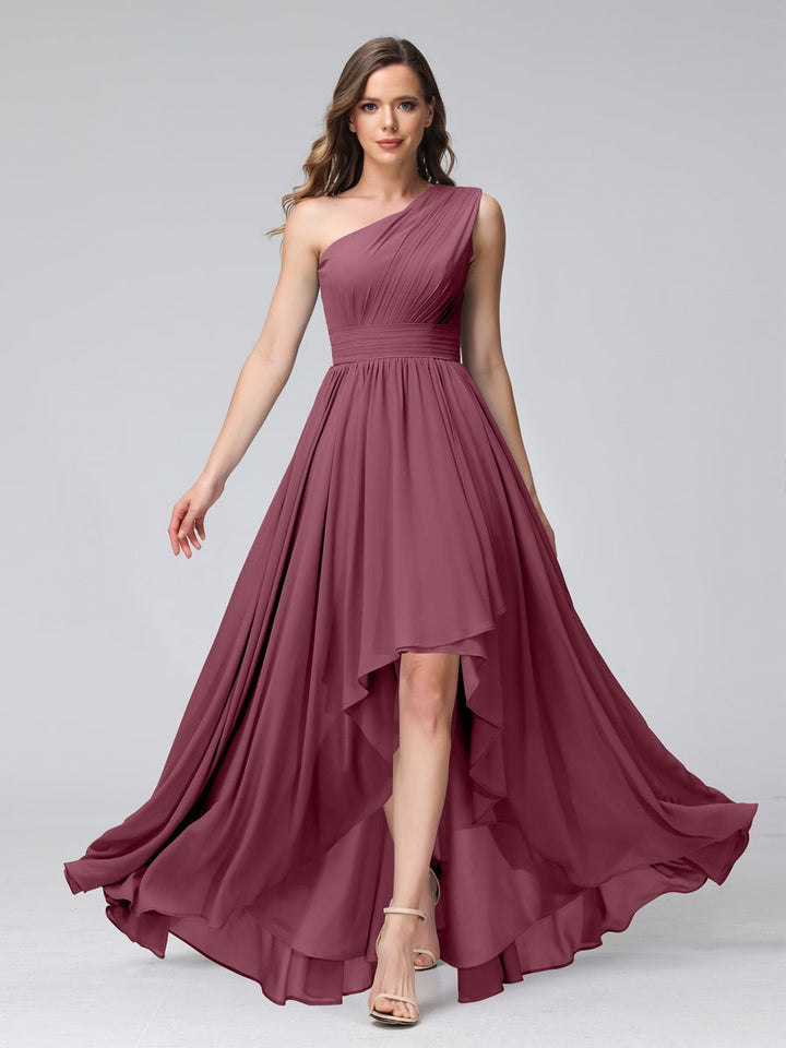 Ligne A/PrincesseUne Épaule Sans Manches Asymétrique Bridemaid Robes avec Poches