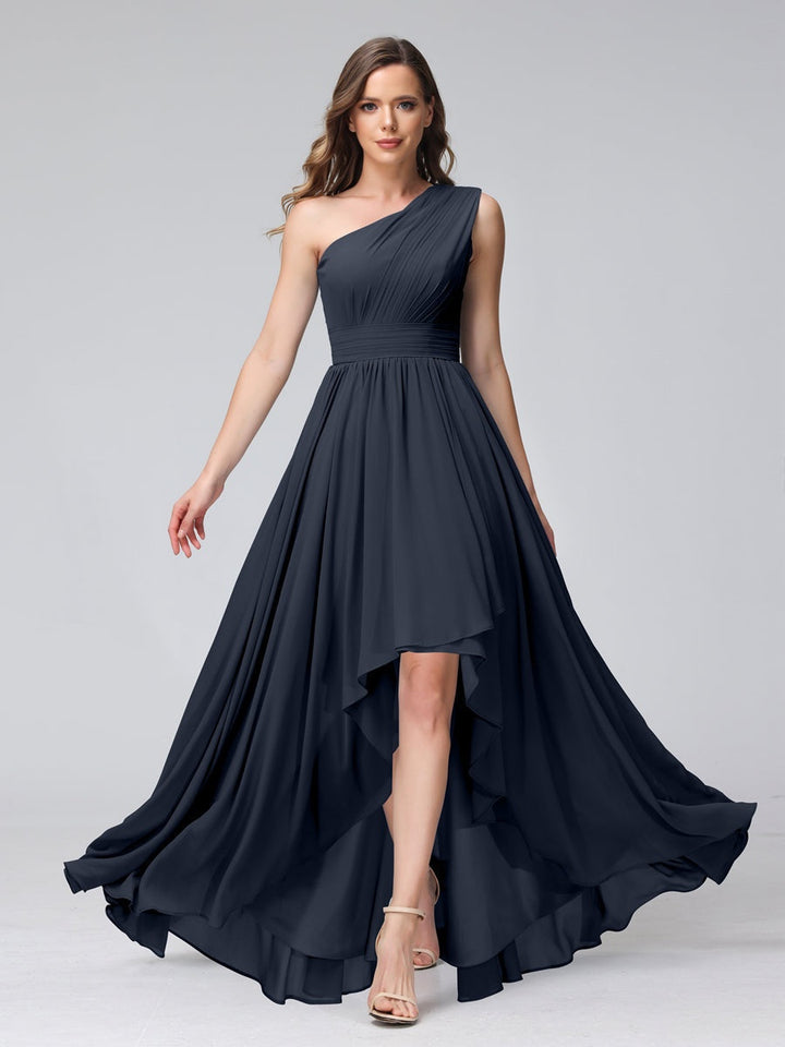 Ligne A/PrincesseUne Épaule Sans Manches Asymétrique Bridemaid Robes avec Poches