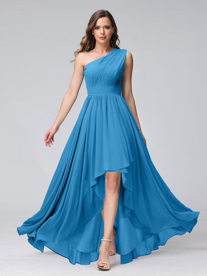 Ligne A/PrincesseUne Épaule Sans Manches Asymétrique Bridemaid Robes avec Poches