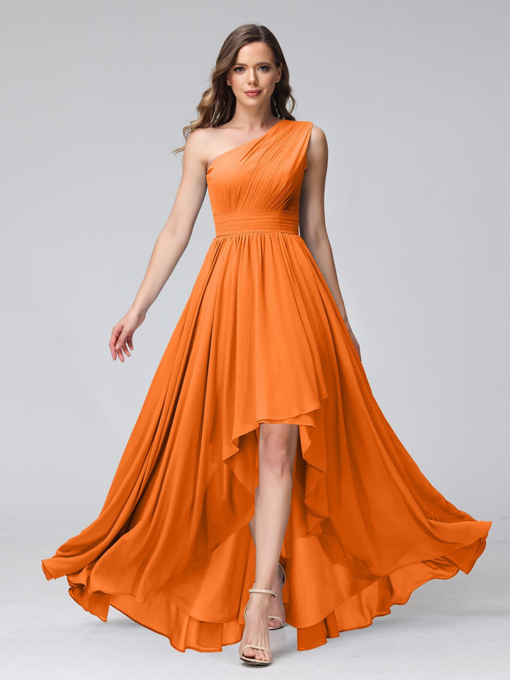 Ligne A/PrincesseUne Épaule Sans Manches Asymétrique Bridemaid Robes avec Poches