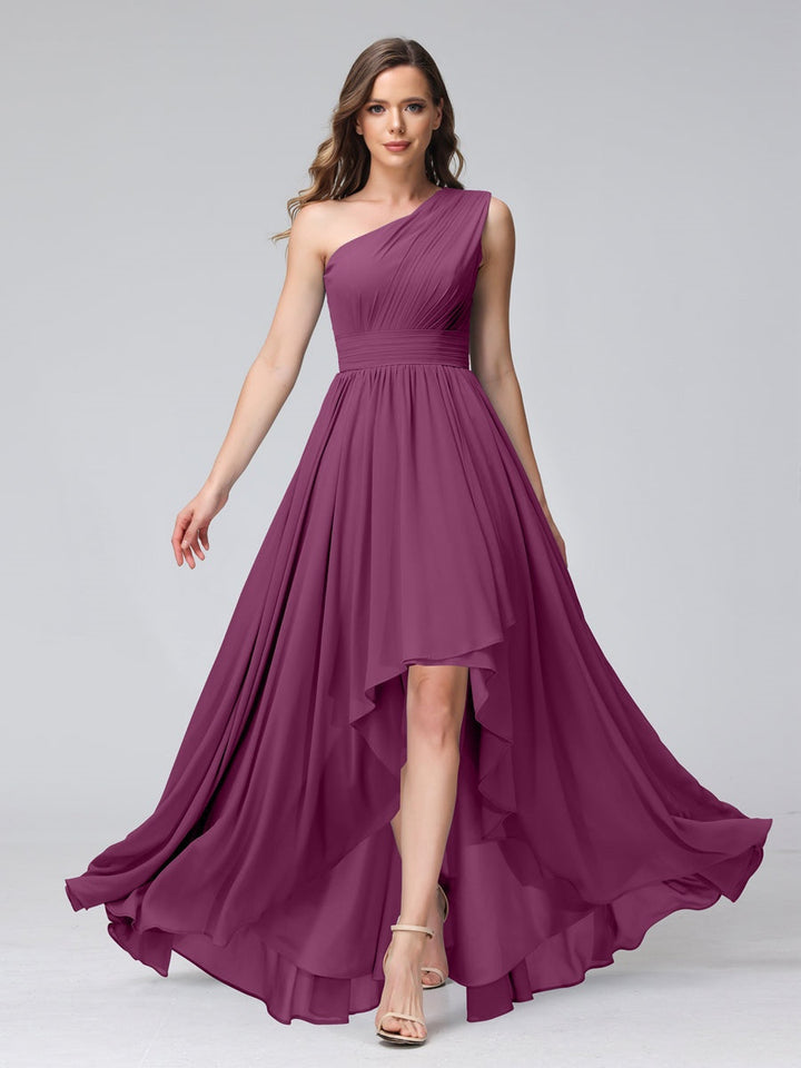 Ligne A/PrincesseUne Épaule Sans Manches Asymétrique Bridemaid Robes avec Poches