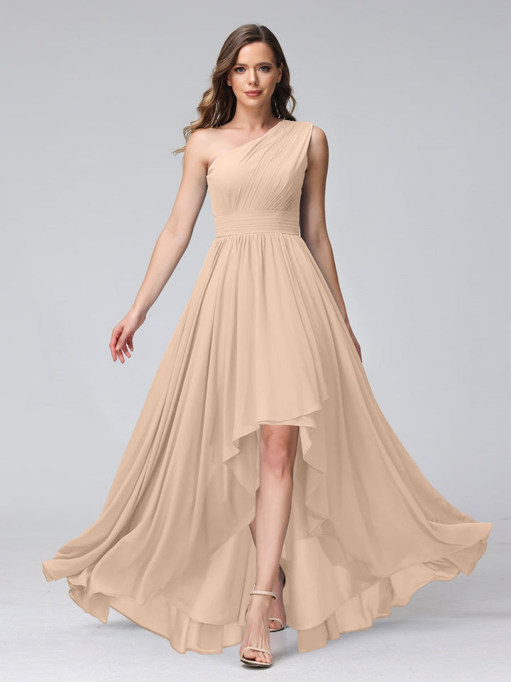 Ligne A/PrincesseUne Épaule Sans Manches Asymétrique Bridemaid Robes avec Poches
