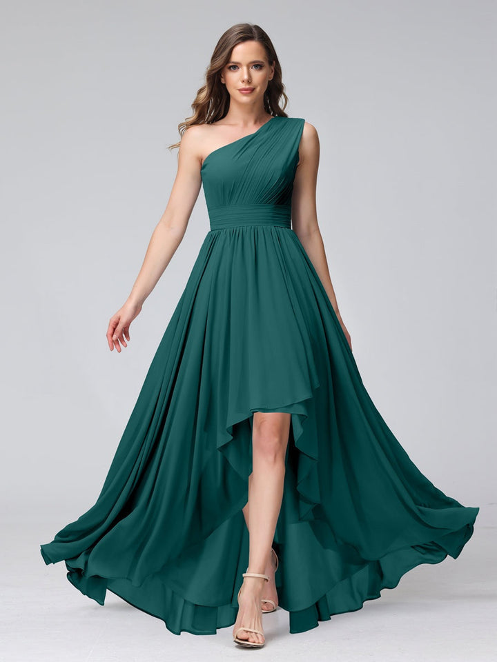 Ligne A/PrincesseUne Épaule Sans Manches Asymétrique Bridemaid Robes avec Poches