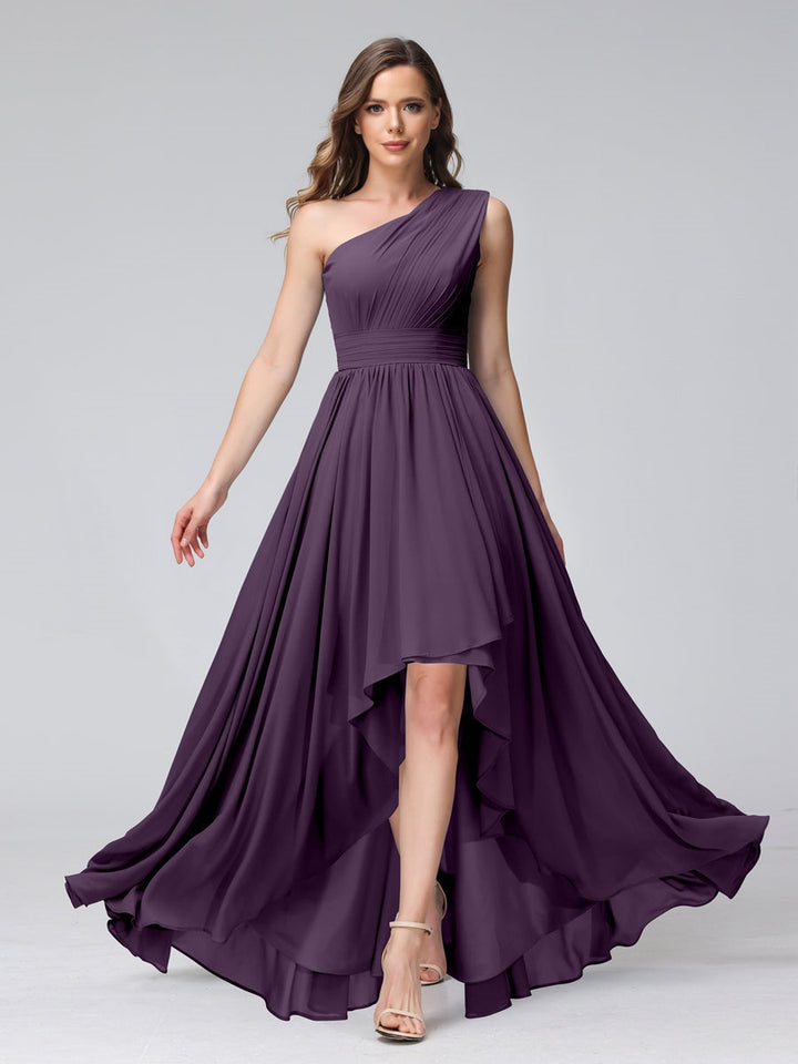 Ligne A/PrincesseUne Épaule Sans Manches Asymétrique Bridemaid Robes avec Poches