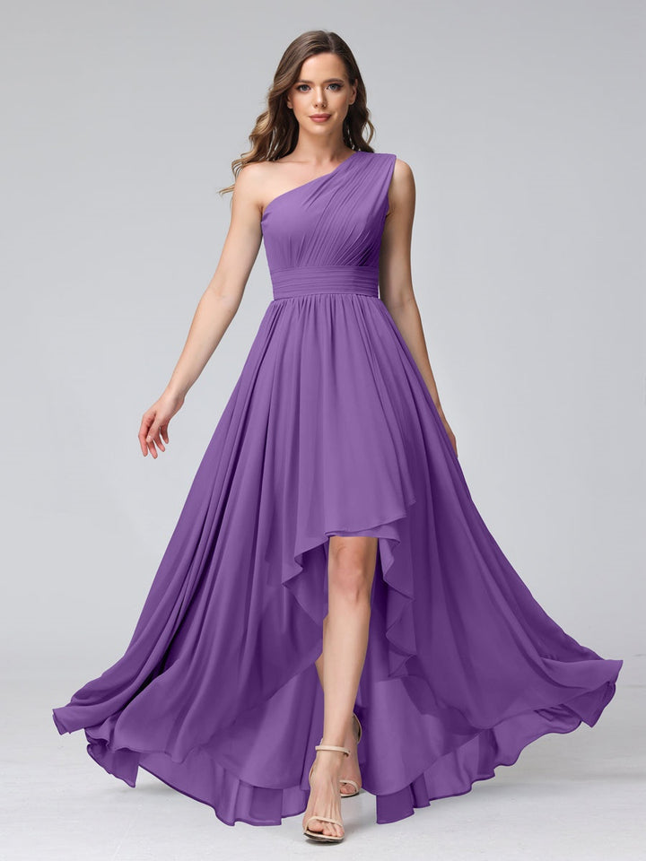 Ligne A/PrincesseUne Épaule Sans Manches Asymétrique Bridemaid Robes avec Poches