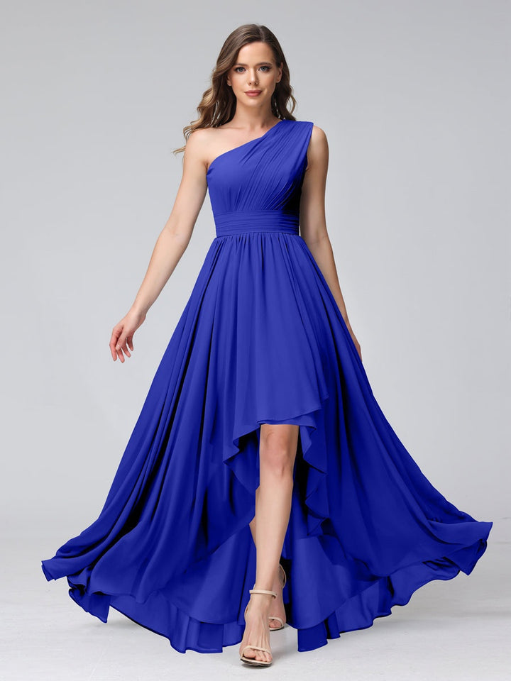 Ligne A/PrincesseUne Épaule Sans Manches Asymétrique Bridemaid Robes avec Poches