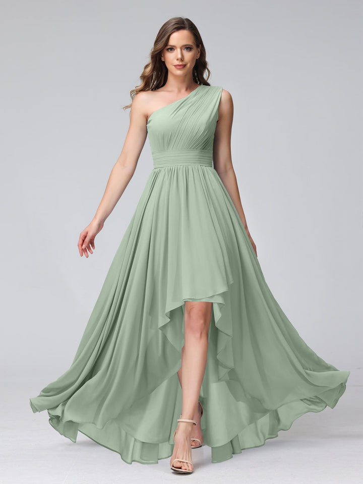 Ligne A/PrincesseUne Épaule Sans Manches Asymétrique Bridemaid Robes avec Poches