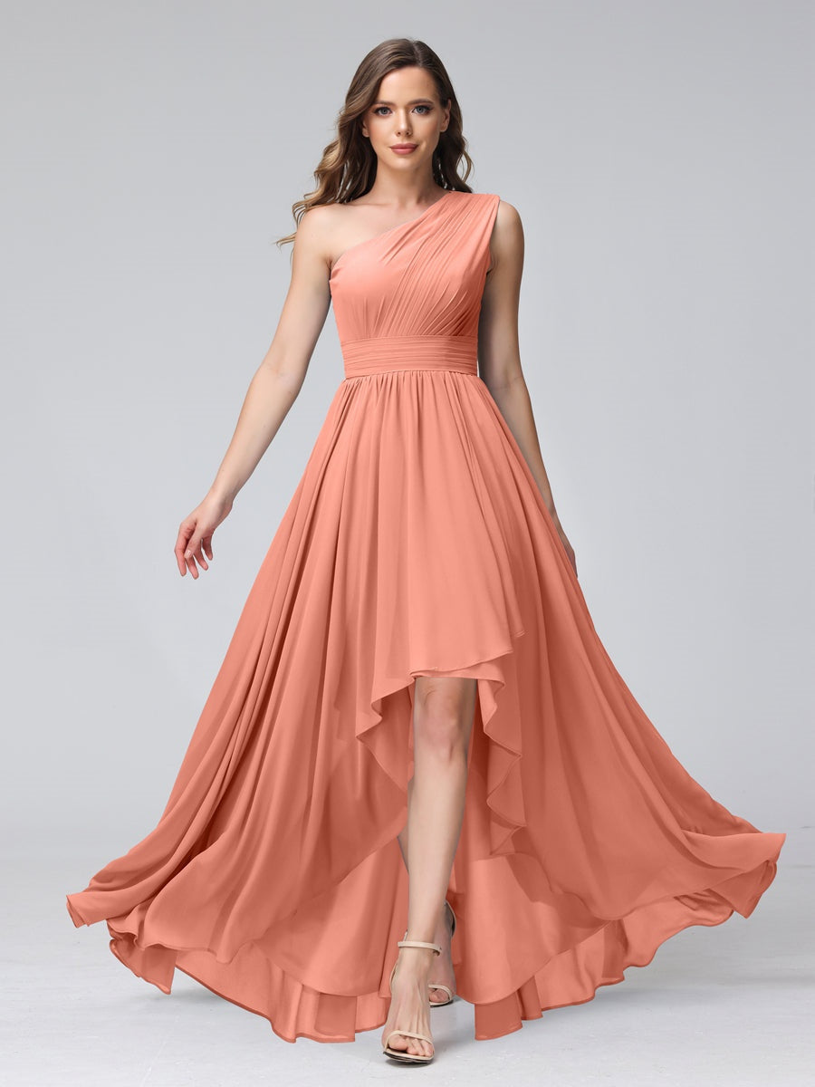 Ligne A/PrincesseUne Épaule Sans Manches Asymétrique Bridemaid Robes avec Poches