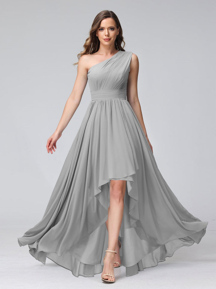 Ligne A/PrincesseUne Épaule Sans Manches Asymétrique Bridemaid Robes avec Poches