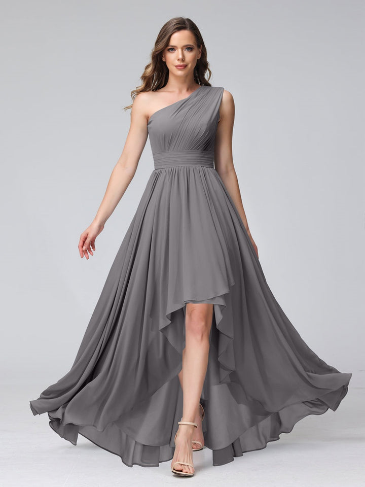 Ligne A/PrincesseUne Épaule Sans Manches Asymétrique Bridemaid Robes avec Poches