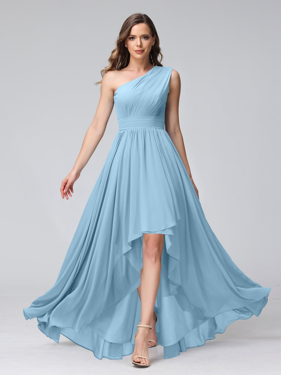 Ligne A/PrincesseUne Épaule Sans Manches Asymétrique Bridemaid Robes avec Poches