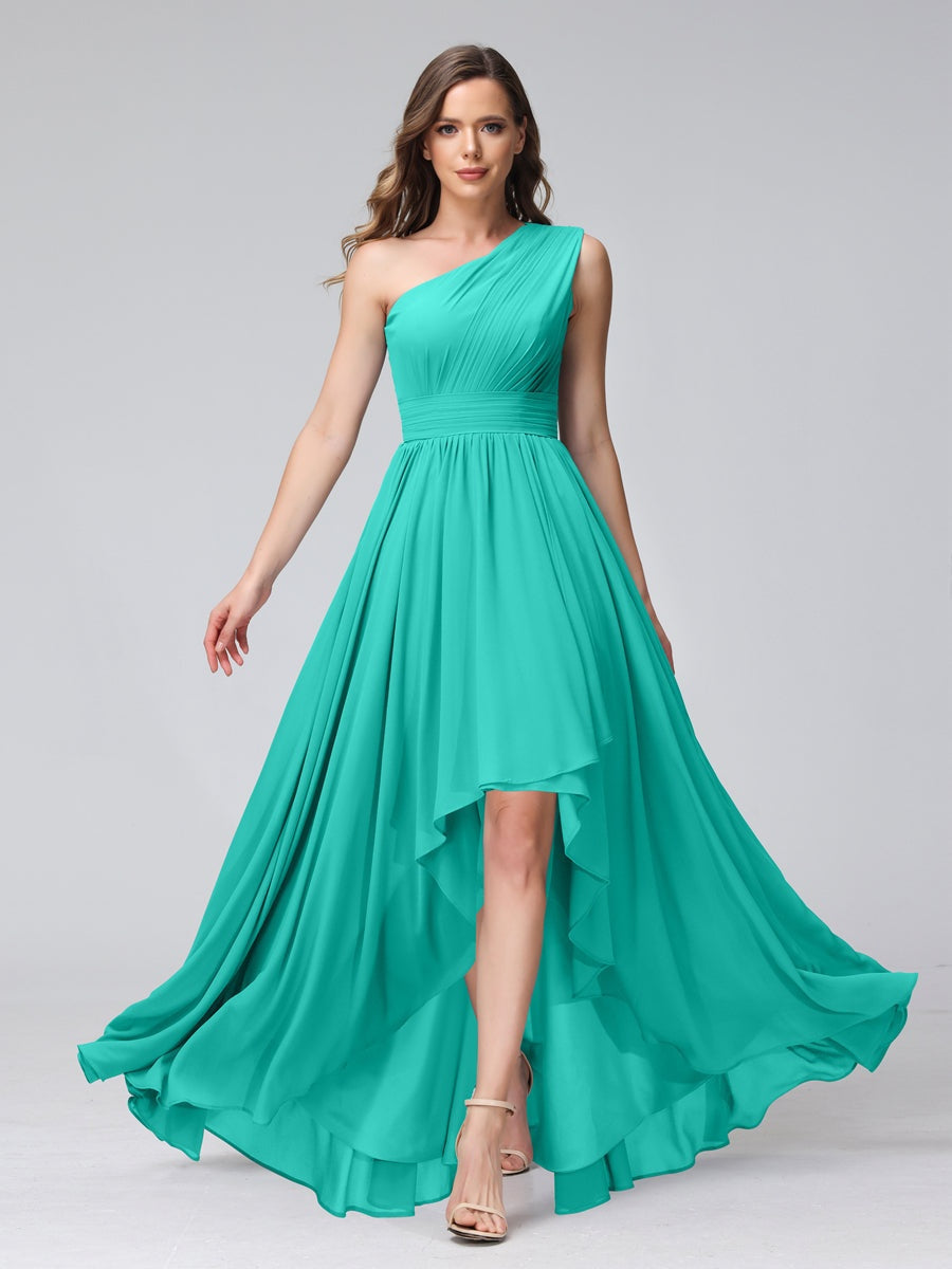 Ligne A/PrincesseUne Épaule Sans Manches Asymétrique Bridemaid Robes avec Poches