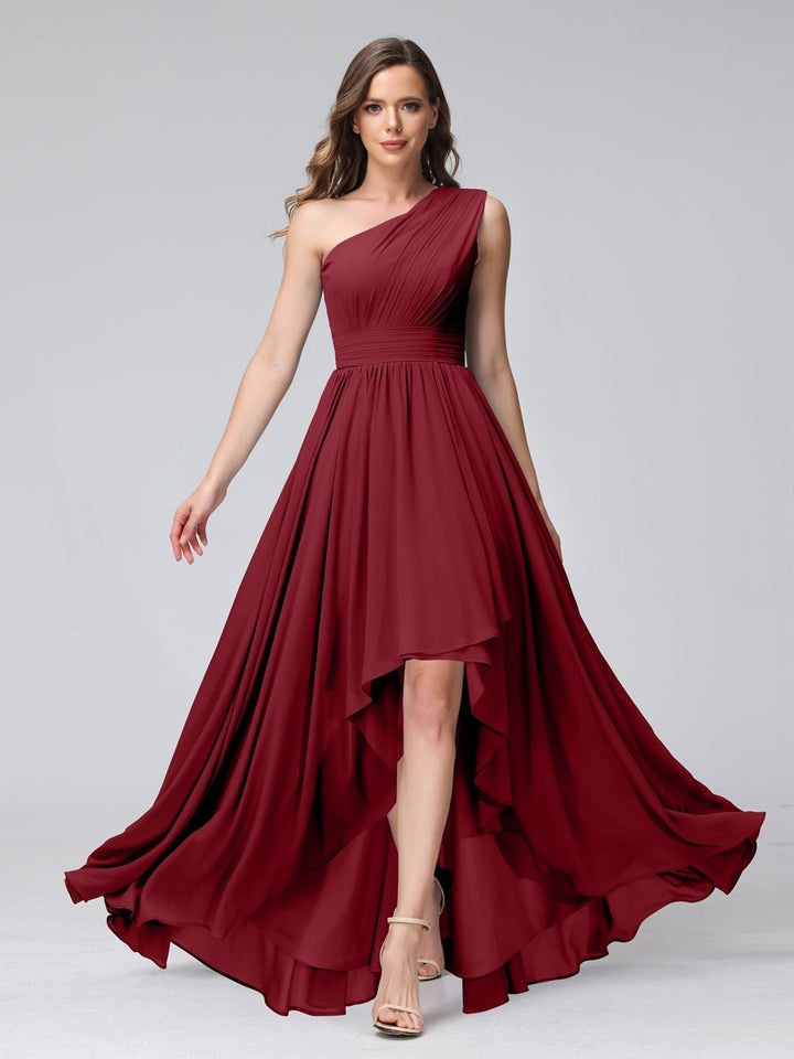 Ligne A/PrincesseUne Épaule Sans Manches Asymétrique Bridemaid Robes avec Poches