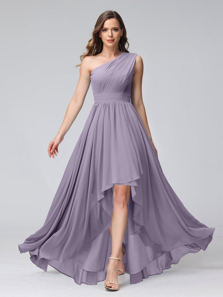 Ligne A/PrincesseUne Épaule Sans Manches Asymétrique Bridemaid Robes avec Poches