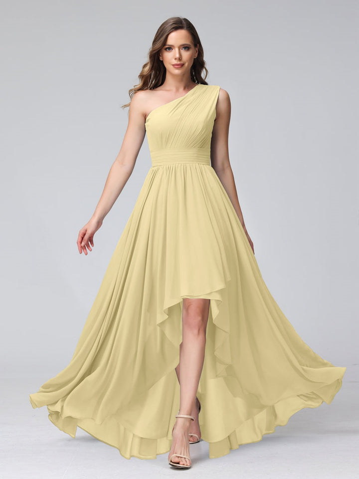 Ligne A/PrincesseUne Épaule Sans Manches Asymétrique Bridemaid Robes avec Poches
