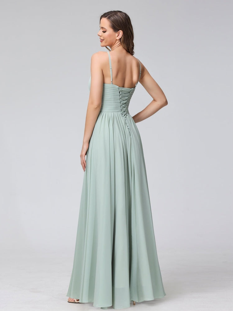 Ligne A/Princesse Licou Sans Manches La Longueur du Sol Bridemaid Robes avec Froufrous