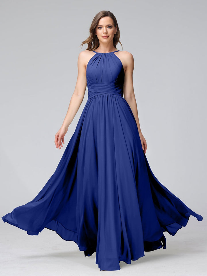 Ligne A/Princesse Licou Sans Manches La Longueur du Sol Bridemaid Robes avec Froufrous