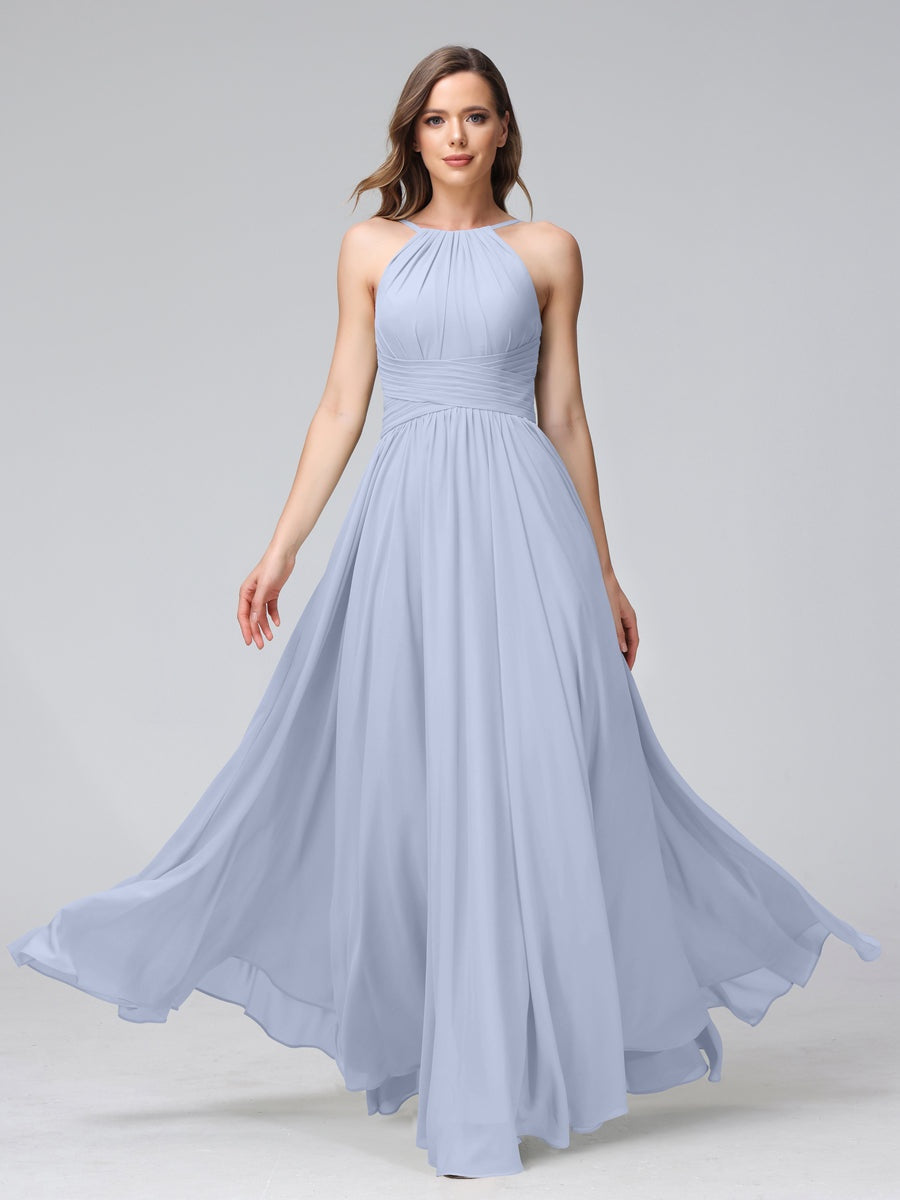 Ligne A/Princesse Licou Sans Manches La Longueur du Sol Bridemaid Robes avec Froufrous