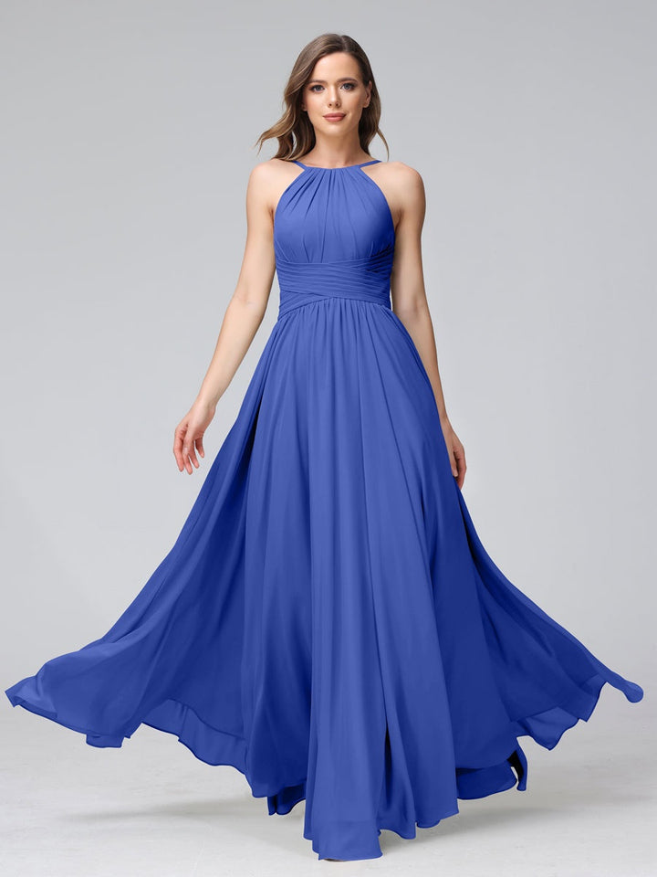 Ligne A/Princesse Licou Sans Manches La Longueur du Sol Bridemaid Robes avec Froufrous