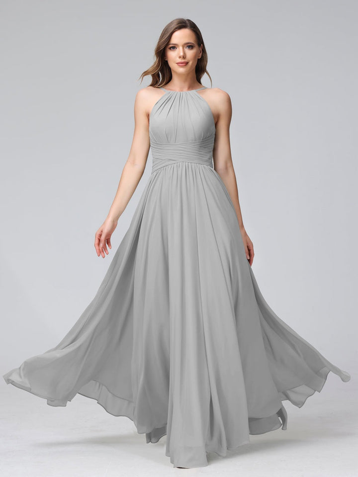 Ligne A/Princesse Licou Sans Manches La Longueur du Sol Bridemaid Robes avec Froufrous