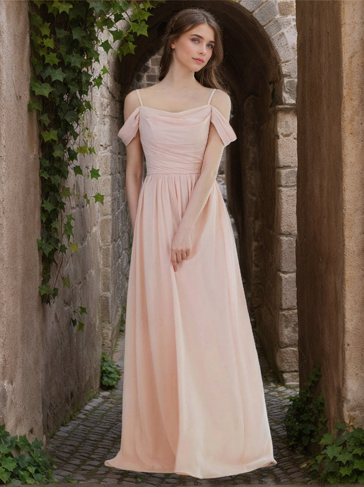Ligne A/Princesse Bretelles Spaghetti Sans Manches La Longueur du Sol Mousseline Robes de Demoiselle d'Honneur avec Froufrous