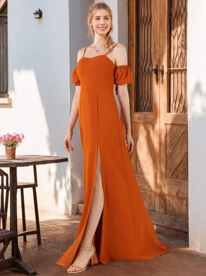 Ligne A/Princesse Bretelles Spaghetti La Longueur du Sol Robes de Demoiselle d'Honneur avec Côté Divisé