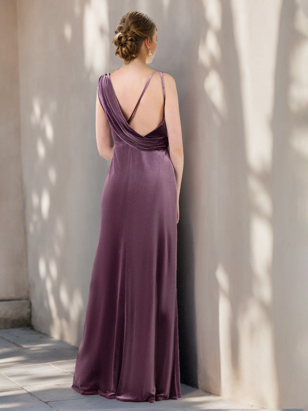 Ligne A/Princesse Col en V Sans Manches La Longueur du Sol Unique Robes de Demoiselle d'Honneur avec Froufrous