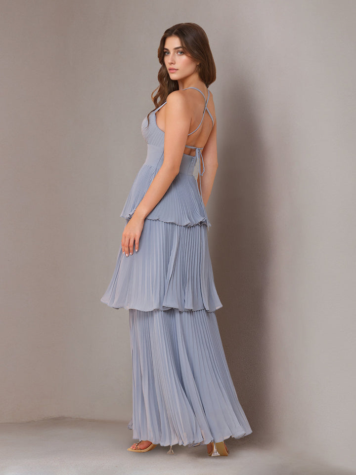 Ligne A/Princesse Bretelles Spaghetti Sans Manches La Longueur du Sol Mousseline Robes de Demoiselle d'Honneur avec Pleated